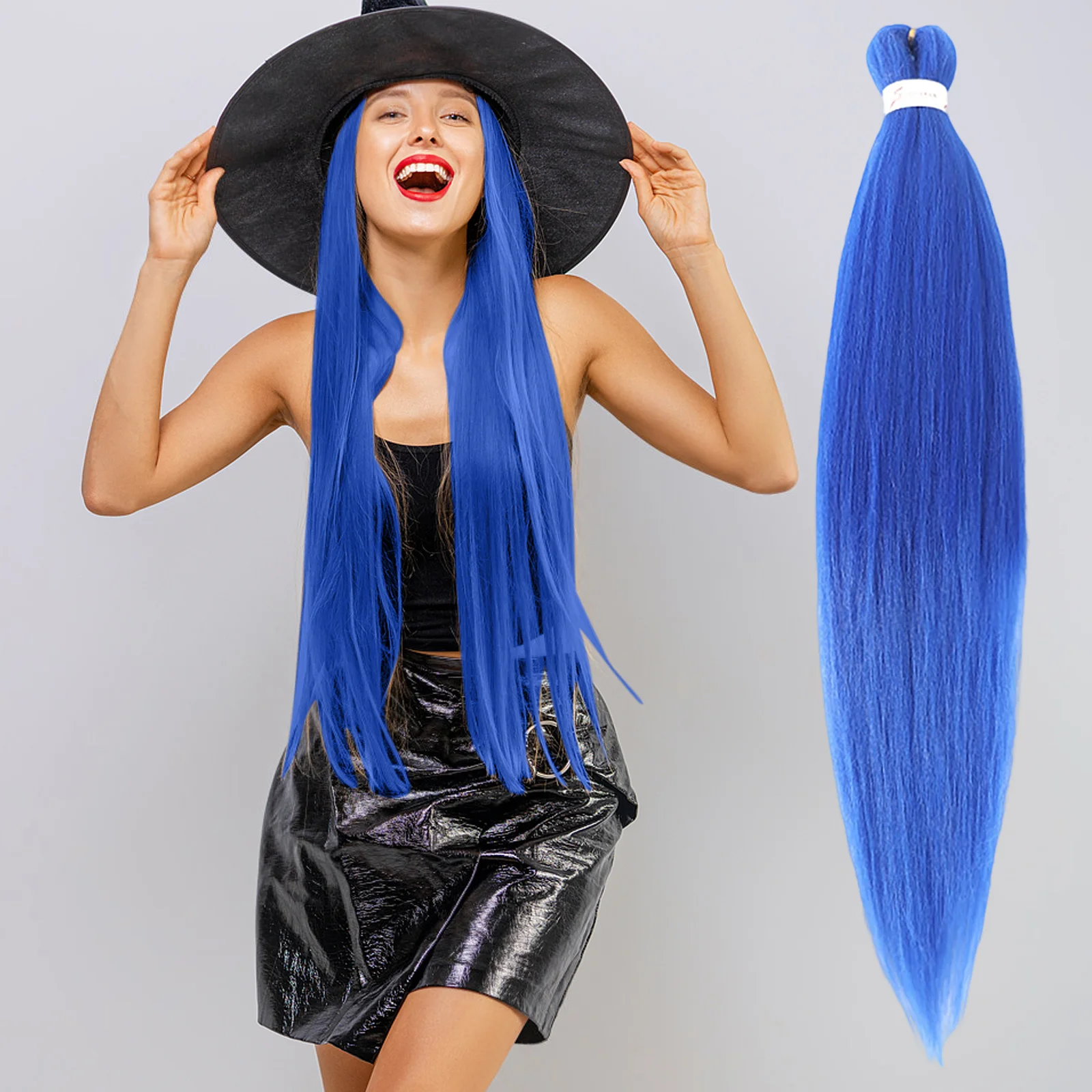 1 extensión de cola de caballo púrpura sintética con banda de goma, peluca de cola de caballo trenzada larga y recta DIY, accesorios para el cabello para mujer