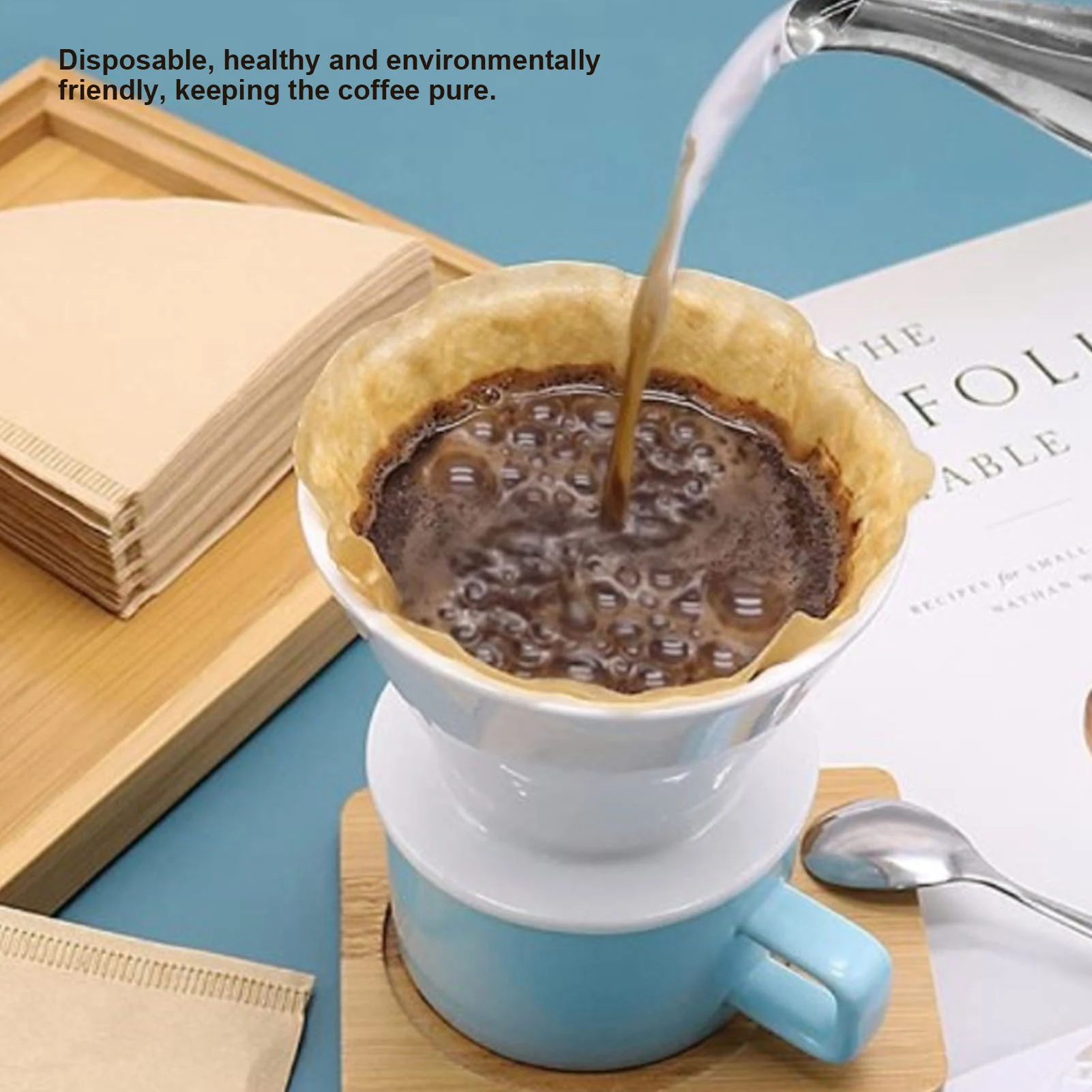 40Pcs/Bag Unbleached Wood Pulp Coffee Filter Papers Disposable Cone for Drip Coffee Makers Pour Over