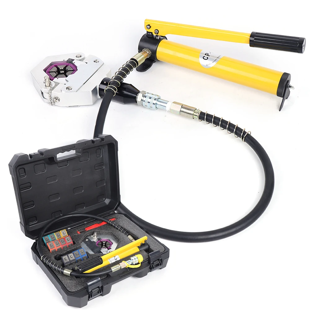 Hydraulic Air Conditioner Maintenance Tool FS-7842B Yellow Aluminum Alloy Crimping Tool Kit Matrix Set Sealing Ring