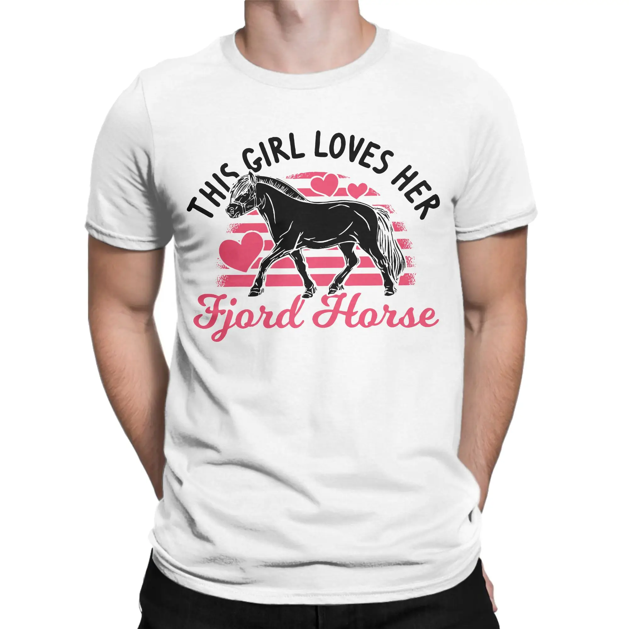 Men Women T-Shirts Fjord Horse Fun 100% Cotton Tee Shirt Equestrian Race Racing T Shirt Crewneck Clothing Birthday Present