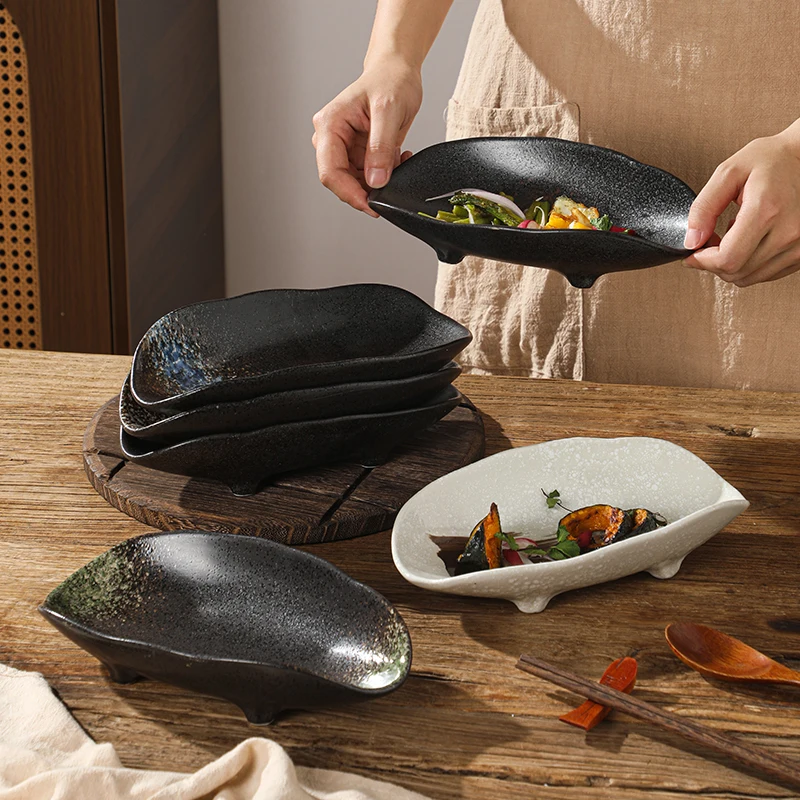 

Ceramic Irregular Salad Bowl Special-shaped Cold Dish Plate of Western Food in Restaurant Characteristic Hotel Dessert Tableware