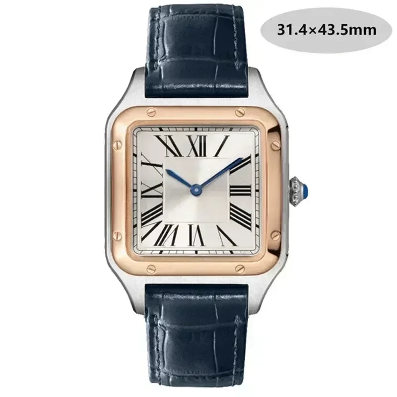 KDYtank الفاخرة عالية الجودة عشاق كوارتز ساعة رجالي نساء موضة ساحة جلد الرجال الذهب الأبيض الياقوت ساعة اليد