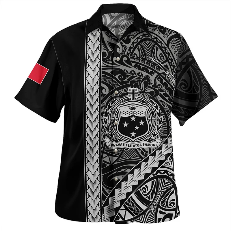 New Summer 3D American Samoa National Flag Printing Shirts For Men Samoa Coat Of Arm Graphic Short Sleeves Harajuku Clothing Top