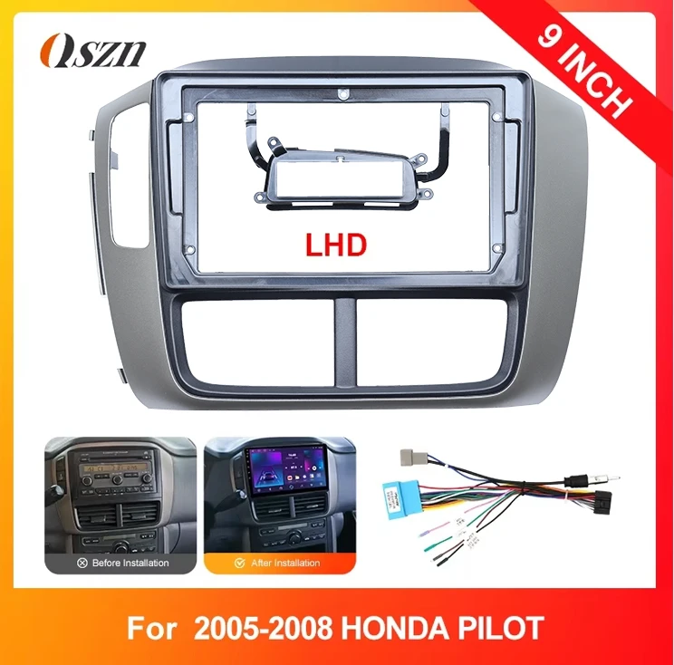 Para honda piloto 2005-2008 9 Polegada lhd carro dvd estéreo rádio fáscia painel unidade principal navegação fáscia