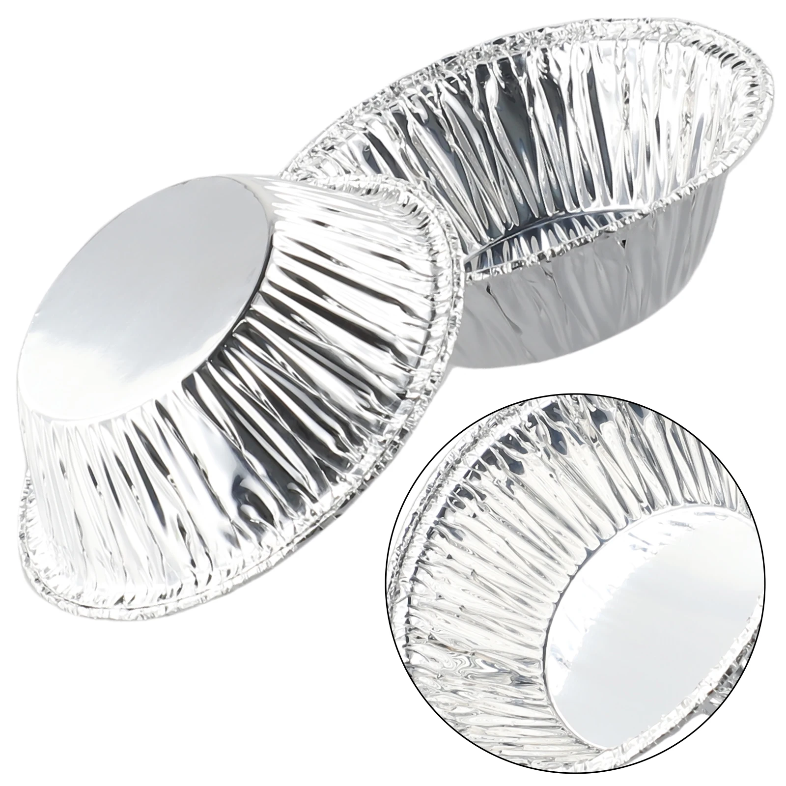 100Pcs Aluminum 3in Foil Tart Pan Disposable Mini Pot Pie Bake Plate Tin Aluminum Foil Pudding Cup Disposable Barbecue Baking