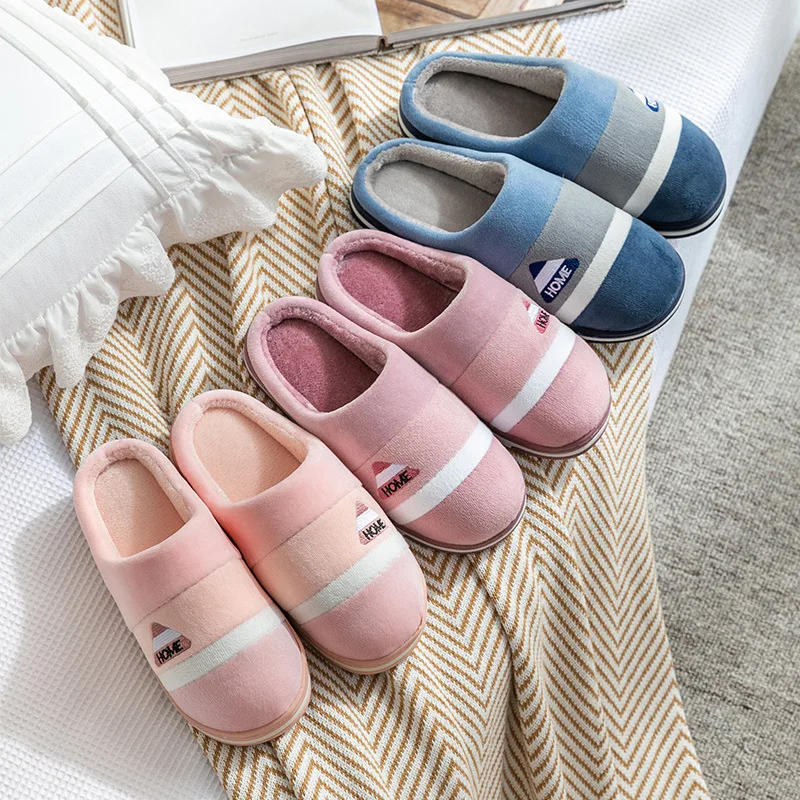 New Fashion Design Women Cotton Slippers Winter For Home Indoor Soft Bottom To Keep Warm Couples Home Plush Slippers