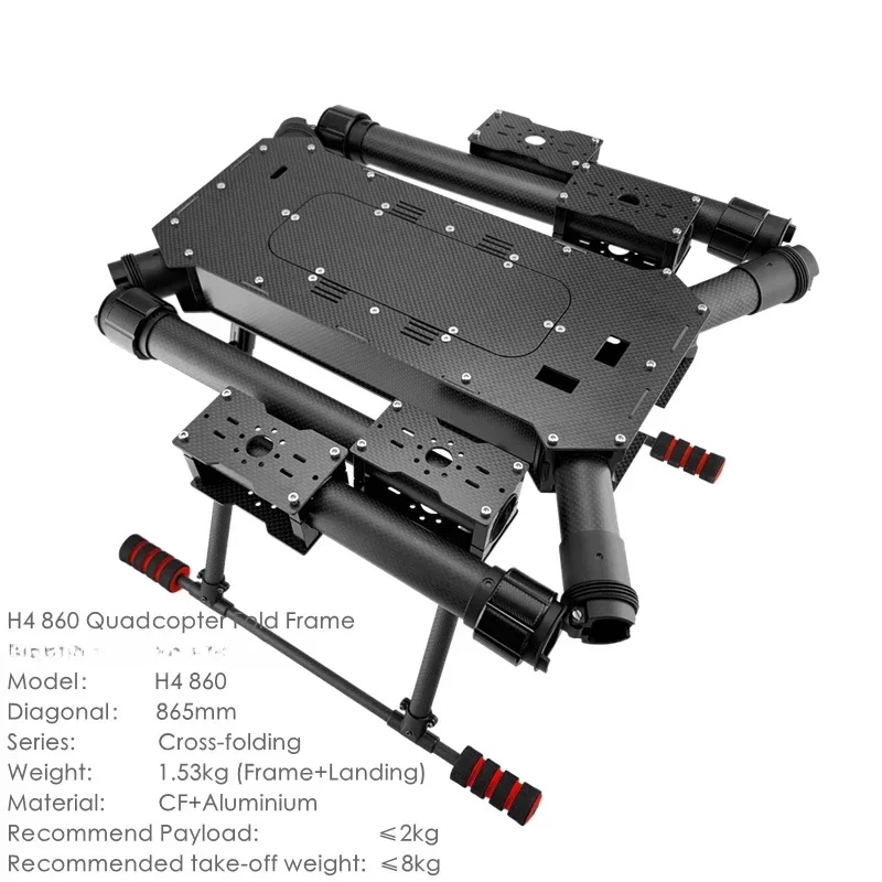 For H4 860 865mm Four-Axis Rack Carbon Fiber Horizontal Folding Rack Multi-Rotor UAV Accessories