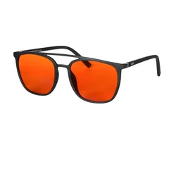 SHINU Men’s glasses blue light blocking computer glasses Orange  clear lenses computer glasses anti blue light for men 0 Diopter