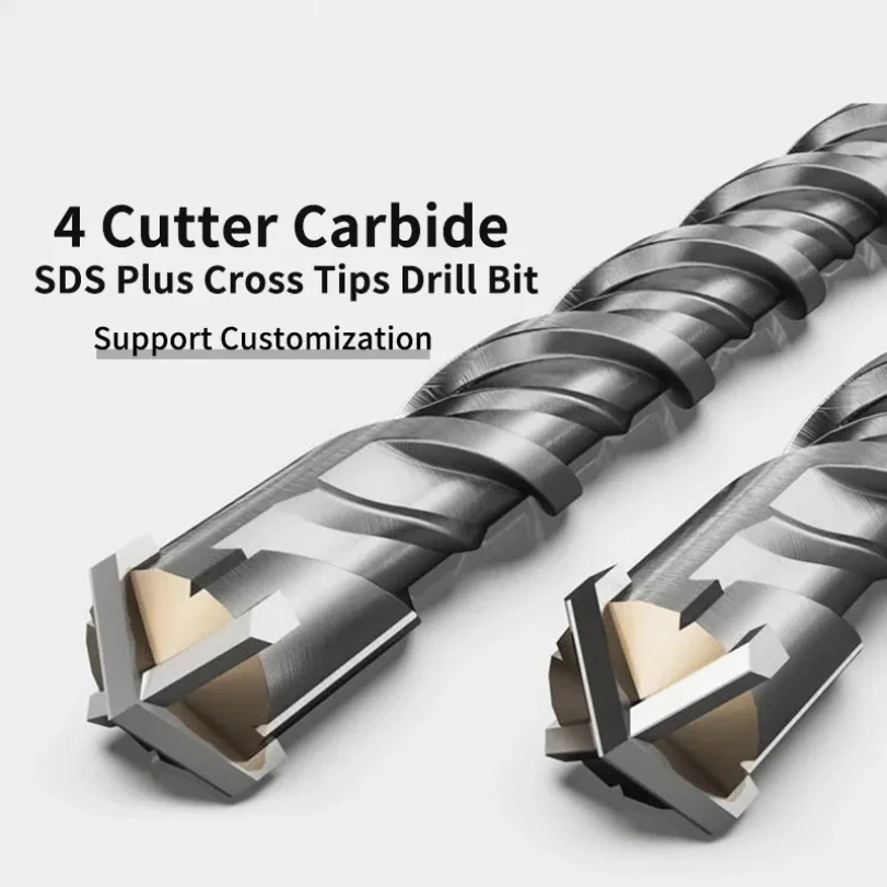 

160mm Electric Hammer Drill Bits 6/8/10/12/14/16mm Cross Type Tungsten Steel Alloy SDS Plus for Masonry Concrete Rock Stone
