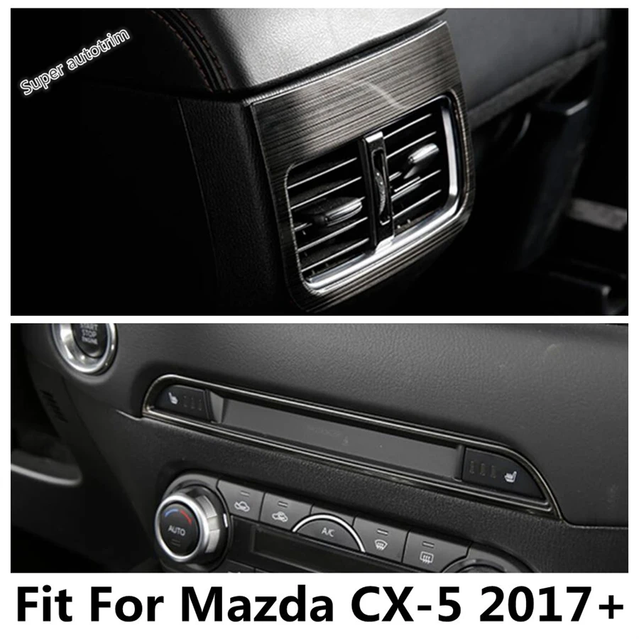 Rear Console Air Conditioner Vent Outlet Frame / CD Panel Cover Trim For Mazda CX-5 CX5 2017 - 2024 Stainless Steel Accessories