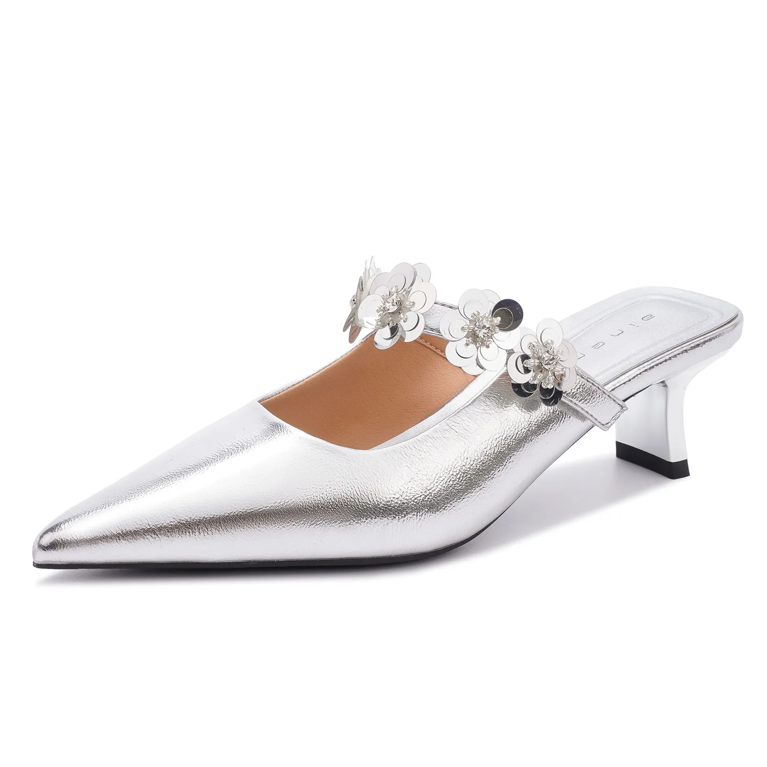 

Bloomsteps High Heel Slippers for Women, Chunky Heel, 2026 Summer New Style, Closed Toe, Half Slippers, Flower Pointed Toe