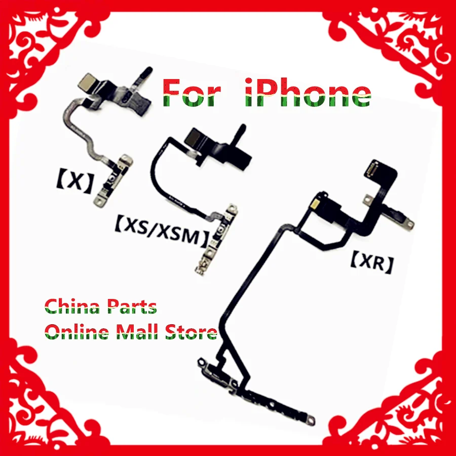 

20 шт. гибкий кабель питания для iPhone 7 7plus X XR XS XSM 11 12 переключатель регулировки громкости с металлическим кронштейном запасные части