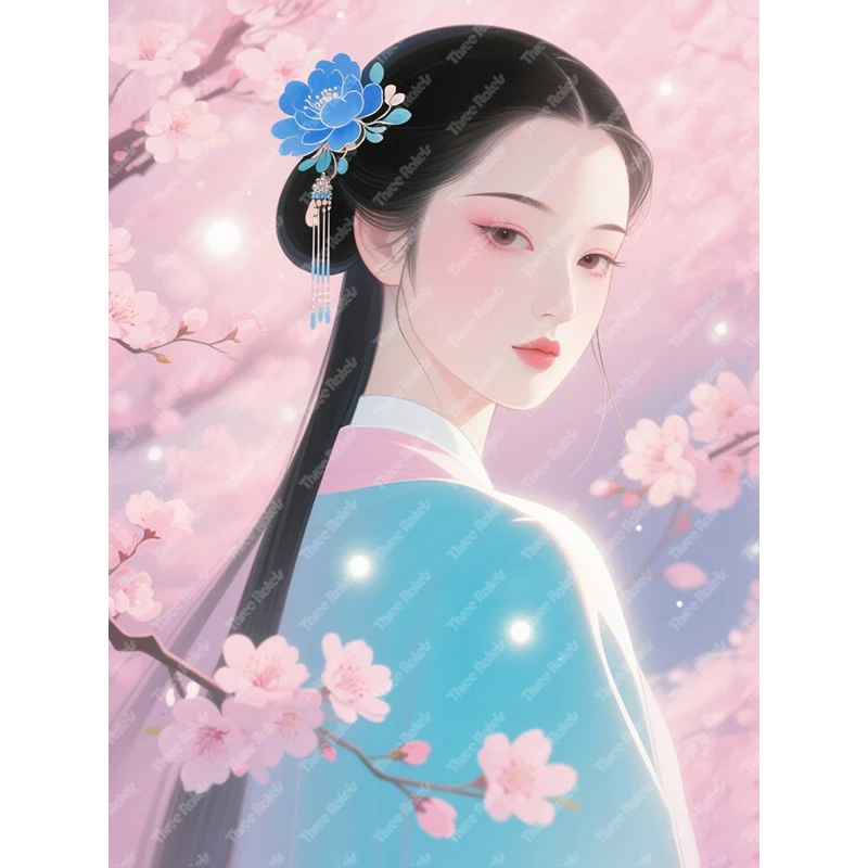 Three Ratels QHH34 Classical elegant Flower Fairy Oriental Ink Painting lucky Art Wall stickers for home decoration