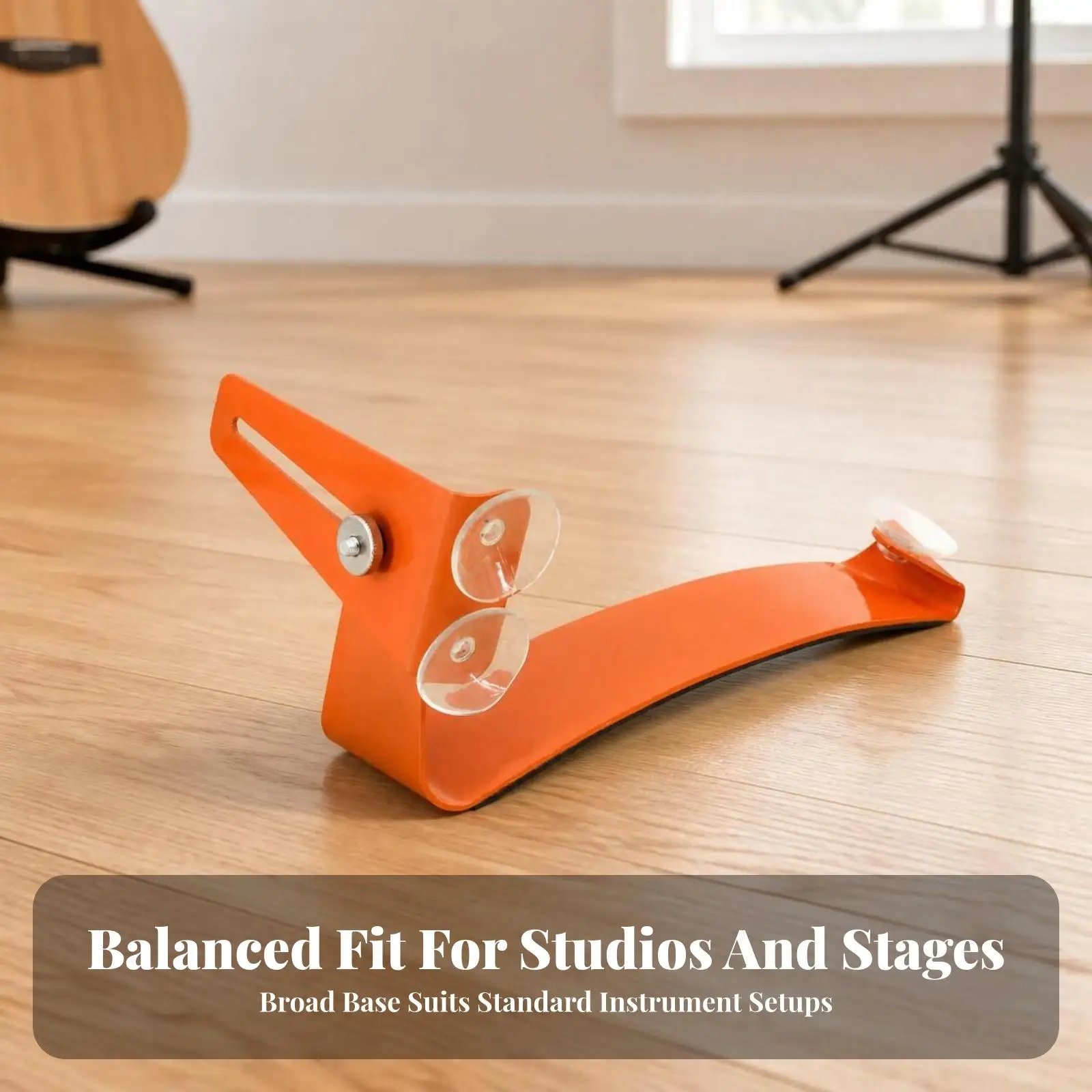 Orange T Shape Guitar Support Stand with Suction Cup Secure Grip for Acoustic and Electric Guitar Playing Comfort