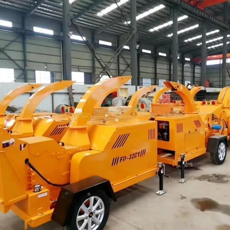 Customized Garden Tree Branch Chipping Chipper Shredder Wood Chipper Industrial YB-6130 22kw Engine Gear 1-2 T/h