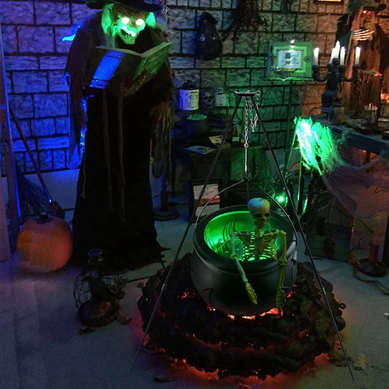 Halloween Decoration, Witch Pot, Witch Cauldron With Light Decoration, Candy Bucket, Outdoor Indoor Party Decoration