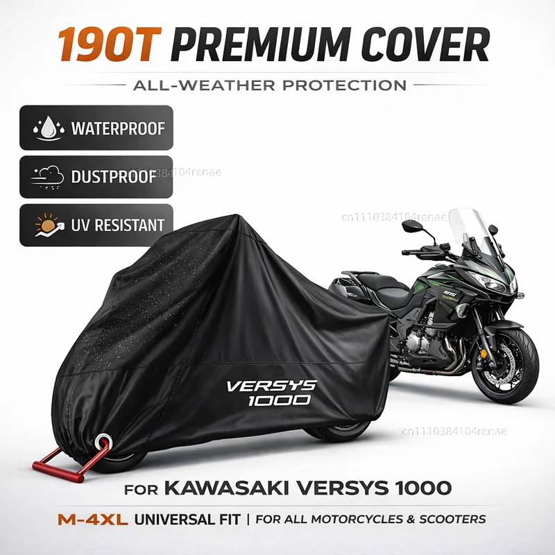 

For KAWASAKI VERSYS 1000 1100 1000SE SE VERSYS1000 VERSYS1000SE 2015-2024 190T Motorcycle Cover Waterproof Dustproof All Season