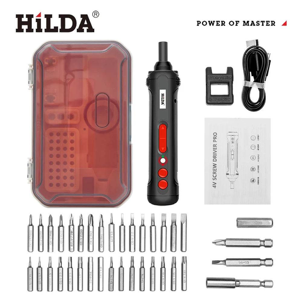 HILDA 3.6v Mini Cordless Electric Screwdriver Rechargeable Adjustment Power Drill Multi-function Disassembly Torque Repair Tools