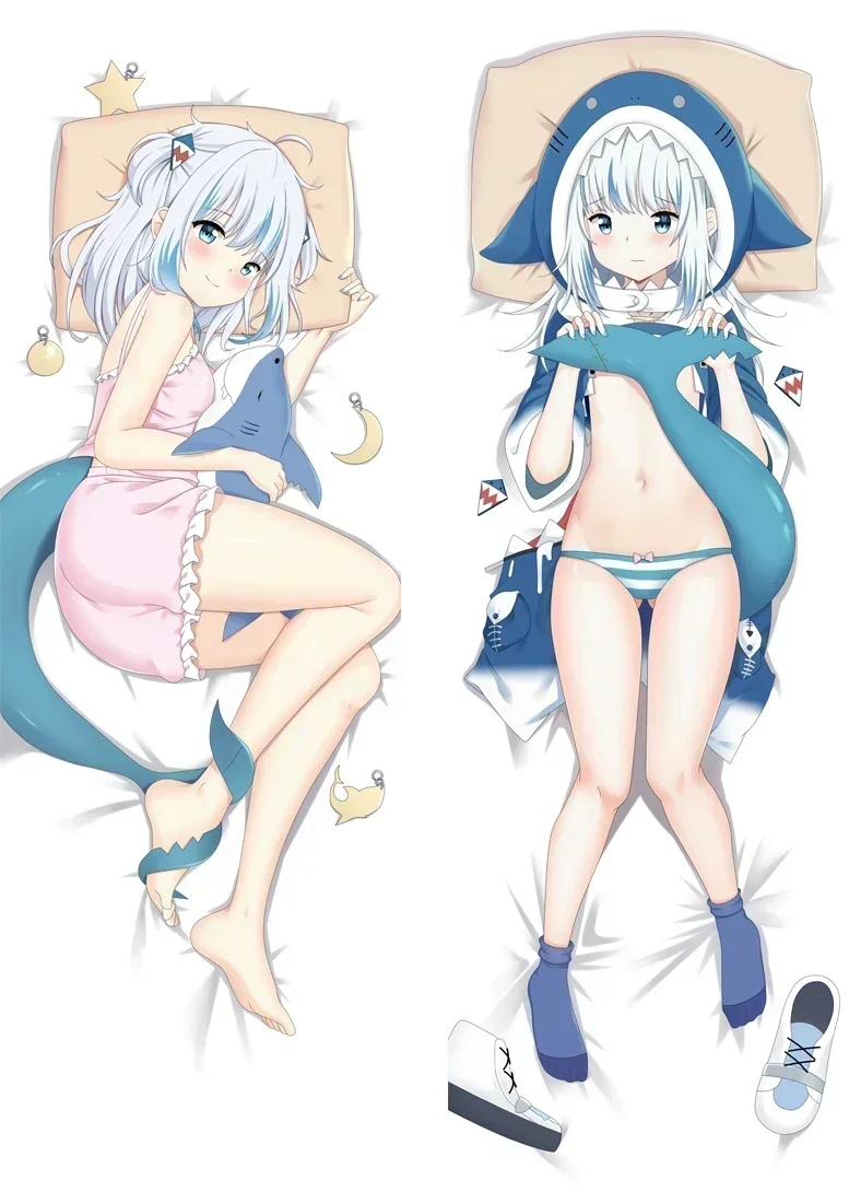 

Аниме Hololive VTuber Dakimakura Gawr Gura двухсторонняя наволочка для тела с принтом в натуральную величину декоративная подушка