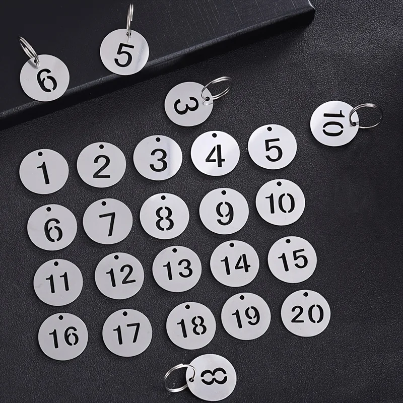 20pcs Stainless Steel Numbered Key Tags With Circular Rings - Durable & Versatile For Mailbox, Storage, Office & Home Use -Durab