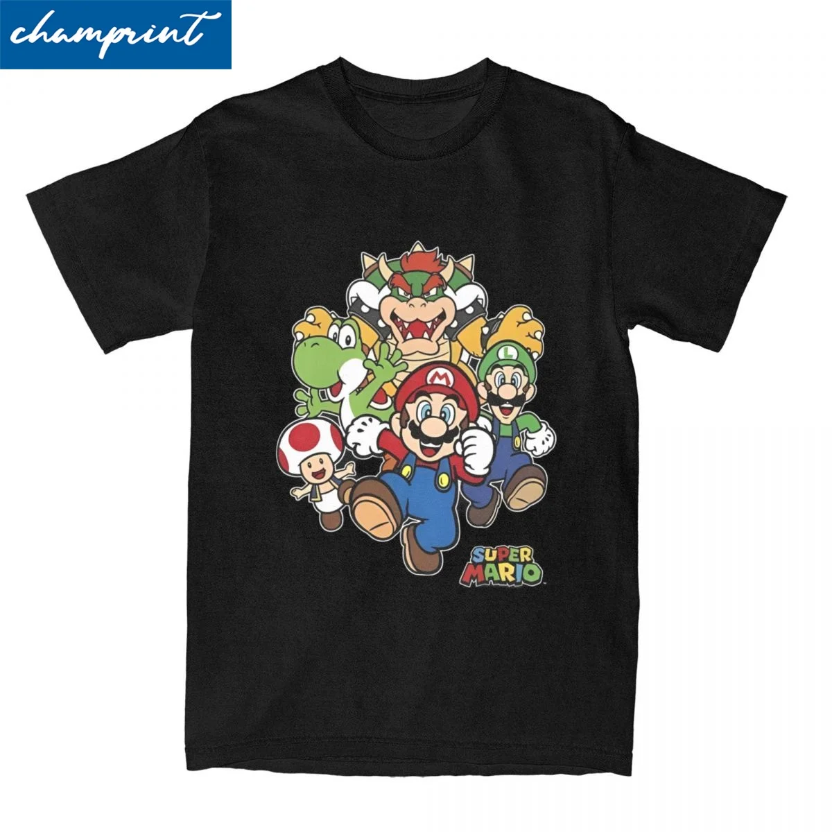 

Marios Cartoon Character Tshirts Men's Cotton Tops Kawaii Round Neck Short Sleeve