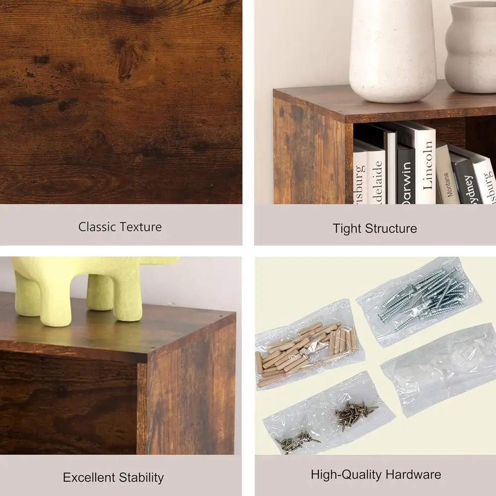 백색 목재 8칸 정리함, 밀폐형 뒷면, 거실 수납 솔루션