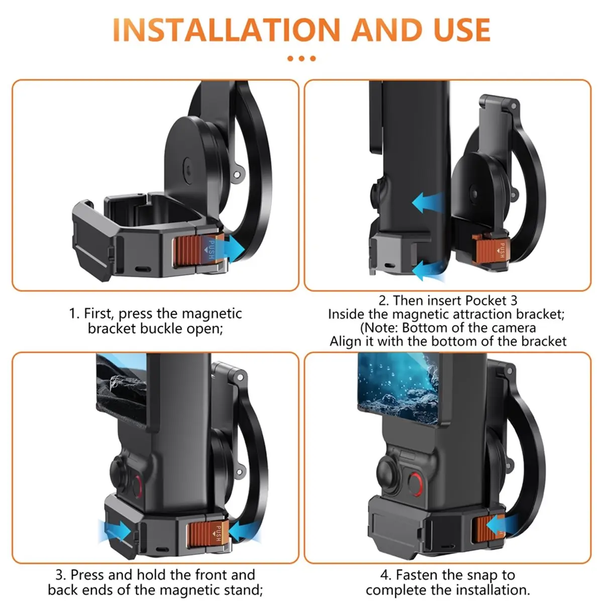 Soporte magnético para bolsillo, soporte de 3 clips para ciclismo/Vlog/accesorios multifuncionales para cámara con Base de escritorio