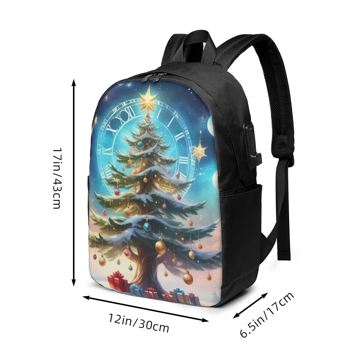 Exquisite Christmas Tree Print Backpack Travel Notebook Bag Computer College Student School Bag Laptop Shoulder Bags Men Women