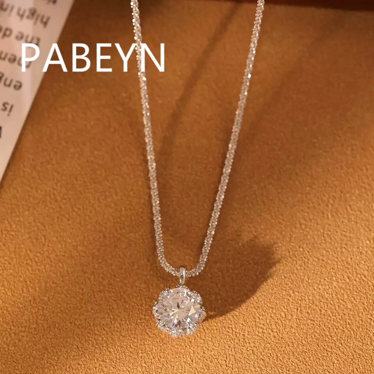 925 Sterling Silver Round Zircon Necklace. Brilliant solitaire gem. Chic, sophisticated, and timeless piece for her.