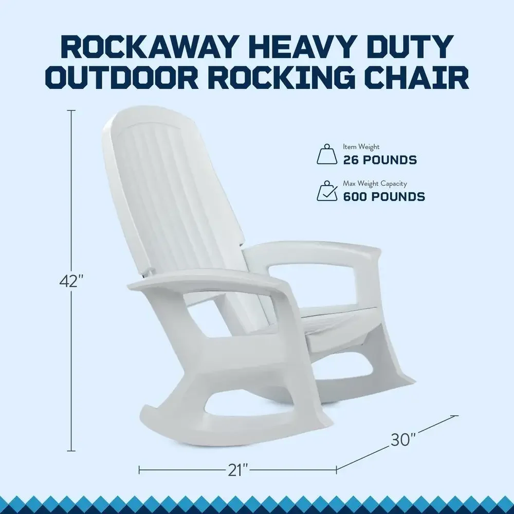 Outdoor Rocking Chair Durable Polyethylene Construction 600 lb Load Capacity Easy Assembly Weather-Resistant