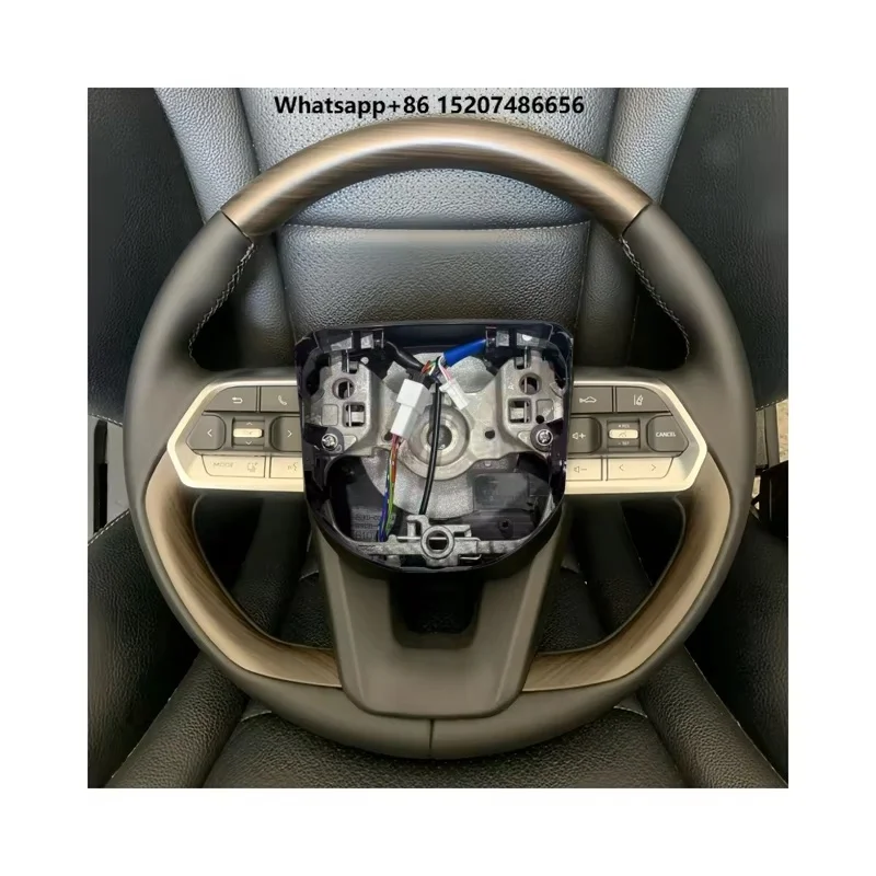 Custom Leather Steering Wheel Peach Wood Grain Steering Wheel for LC300 Car Steering Wheel Assembly