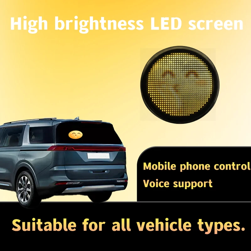 HI.GROOM K5 Car Back Decor LED Screen Fashion Bluetooth Connect App Control Emoji Display Rear Window Sticker Backpack Patches