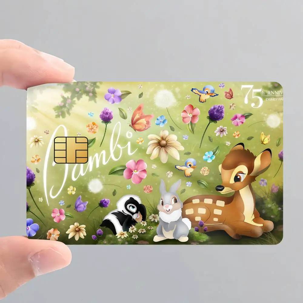 كارتون لطيف بامبي ملصق فيلم الجلد غطاء ملصقات بطاقة الائتمان 4 قطعة الخصم الجبهة الديكور البنك حافلة تمرير مقاوم للماء