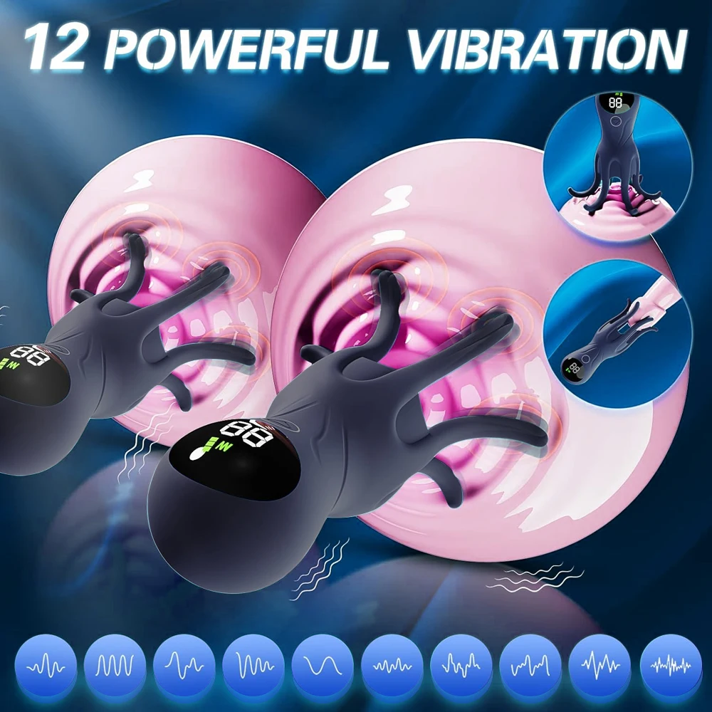 استمناء ذكر مع 12 وضع اهتزاز قوي 6 هوائي، شاشة LCD 360 °   تحفيز البظر الحليمة ألعاب الجنس الكبار