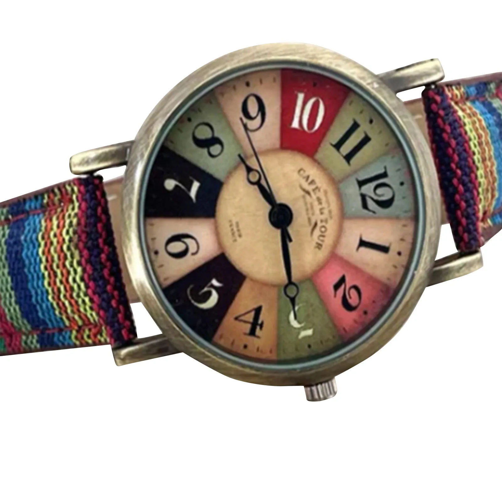 Multi Color Rainbow Pattern Watches Quirky Boho Hippie Watch Wonderful Watches Gift For Women Pu Leather Woven Strap Watches