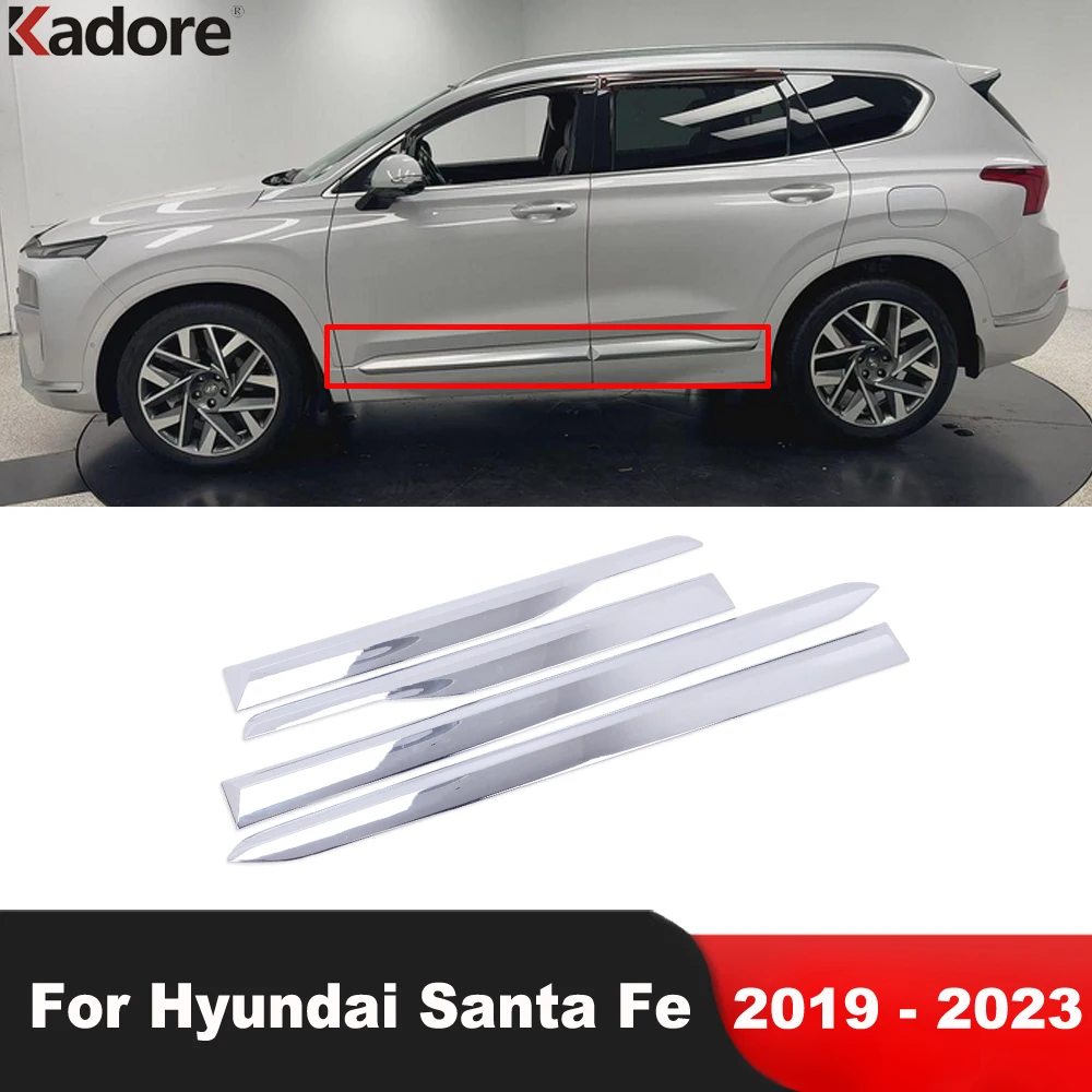 For Hyundai Santa Fe 2019 2020 2021 2022 2023 Chrome Car Side Door Body Trim Door Line Streamer Molding Strip Accessories