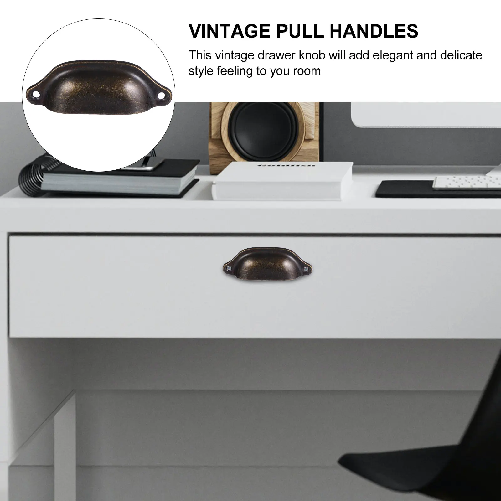 

12pcs Vintage Shell Cabinet Pull Handles Bronze Iron Furniture Drawer Knobs Decorative Door Handle Replacement For Cupboard