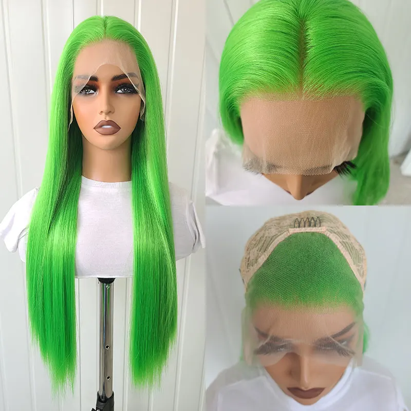 

Light Spring Green Straight Hair Wig Synthetic 13x4 Lace Front Wigs High Quality Heat Resistant Fiber Hair For Women Cosplay Wig