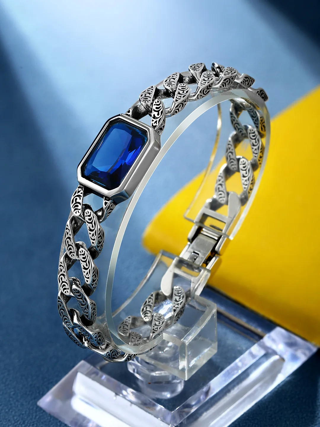 Blue Zircon Bracelet For Women Couples New Fashion Vintage Classic Punk Hip Hop Party Jewelry Accessories Gifts