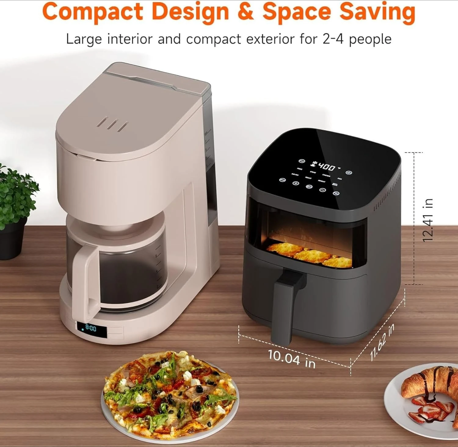

Digital Air Fryer Oven with Viewing Window and 8 Presets, 4 Quart, Touchscreen Cooker, Precise Temp Control, Elegant Gray