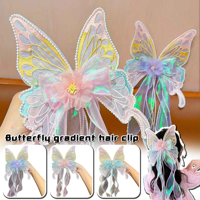 فراشة كبيرة الانحناء أشرطة إكسسوارات الشعر دبابيس الشعر أغطية الرأس مقاطع الشعر دبابيس الشعر الأميرة الفتيات إكسسوارات الشعر المشابك #5