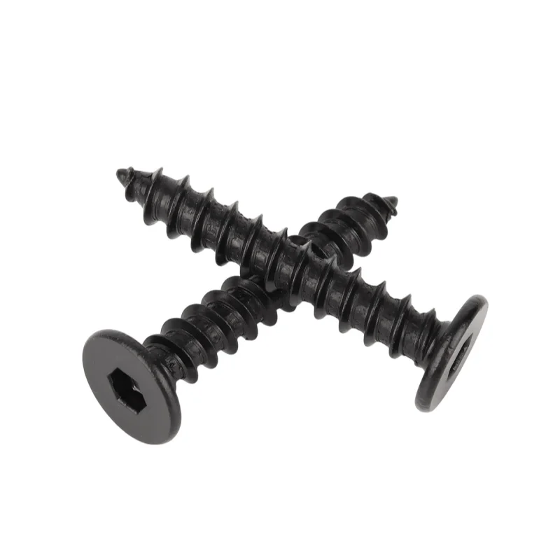 M2 M2.3 M2.6 M3 M3.5 M4 M5 M6 Black 304 Stianless Steel Super Ultra Thin Hex Socket Flat Head Screw Self-Tapping Wood Screws