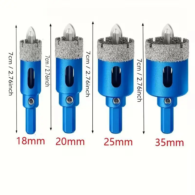 Diamond Core Drill Bit Set Marble Tile Hole Saw Cutter with Centering Bit 18‑35mm for Ceramic Granite Porcelain Glass Drilling