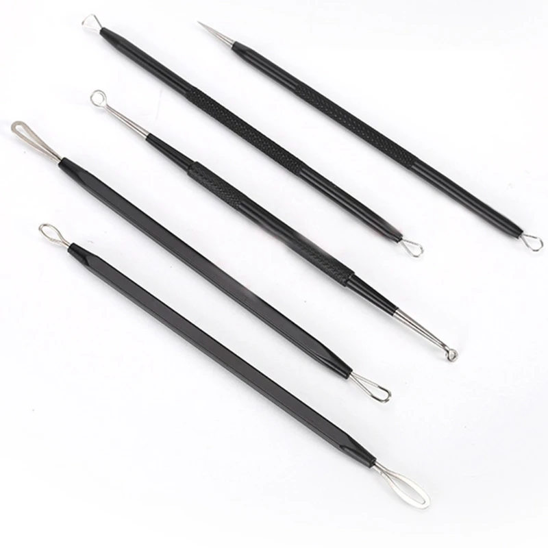 5pcs Stainless Steel Acne Removal Needles Pimple Blackhead Remover with Travel for Case Professional Face Skin for Drop Shipping