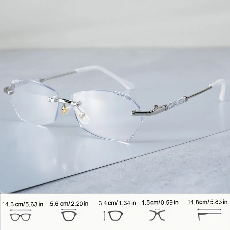 Anti-Blaulicht-Lesebrille für Damen, rahmenlos, hochauflösend, Vintage-Stil, ultraleicht, hochwertige Brille – Detail 7