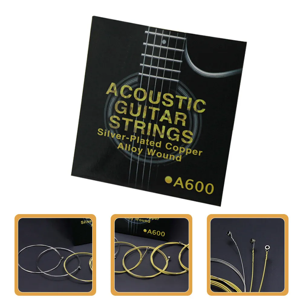 1Set Silver Plated Acoustic Guitar Strings Extra Strong Tension Professional Grade Replacement Strings Beautiful Tone Holiday