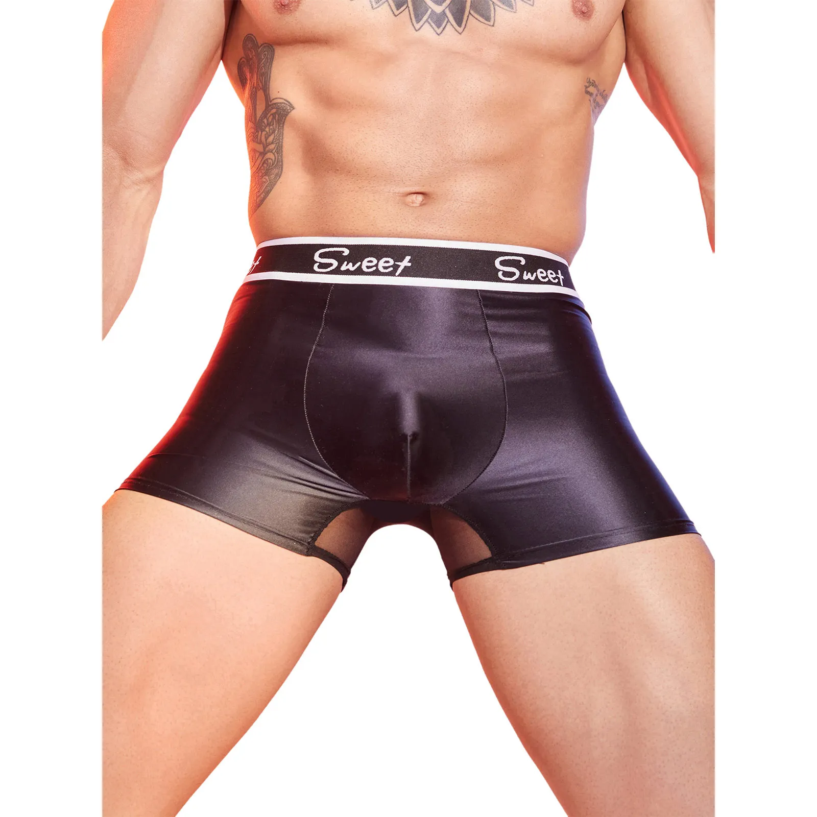 ملابس سباحة رجالي لامعة الملاكم الملابس الداخلية الانتفاخ الحقيبة بسط ملخصات ملابس السباحة تنفس جذوع المصارعة سروال سباحة بحر #5