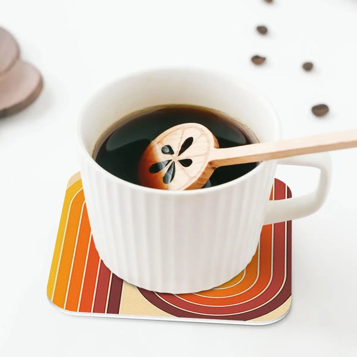 Retro Geometric Double Arch Design 522 Coasters Kitchen Placemats Non-slip Insulation Cup Coffee Mats Tableware Pads Set of 4