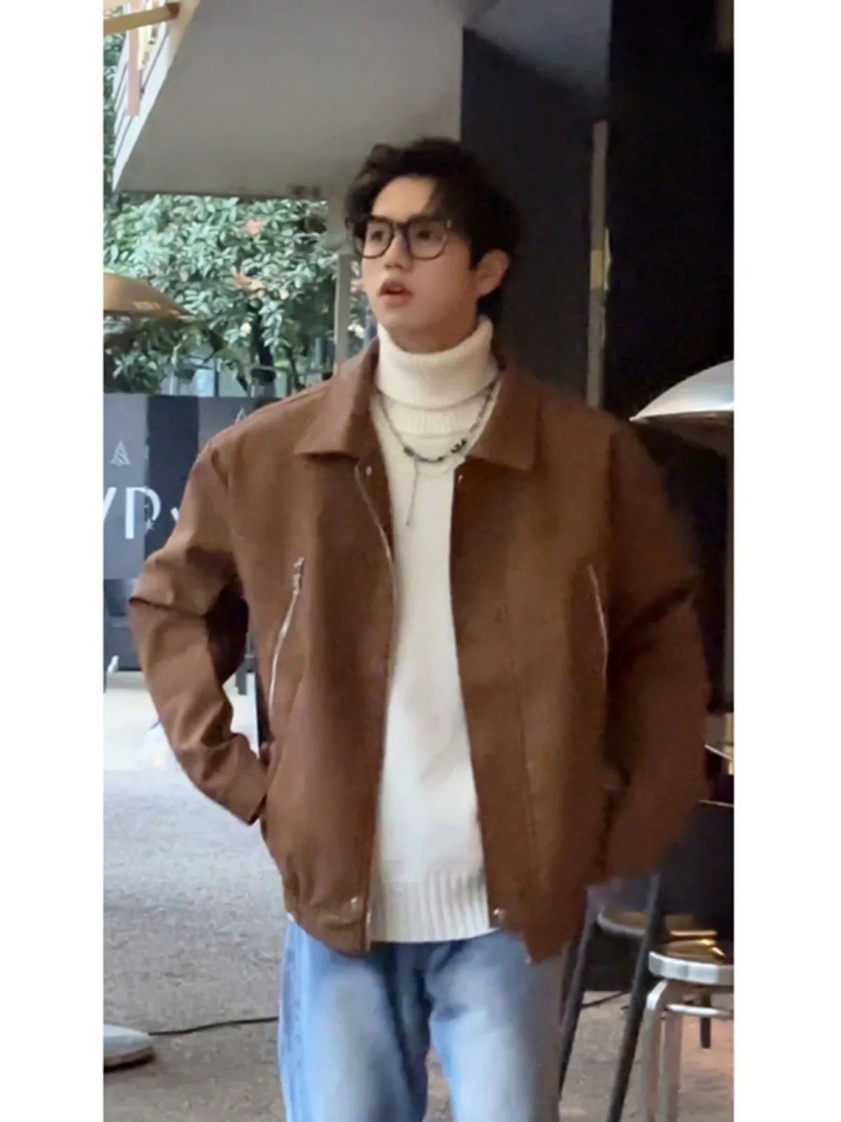 

Кожаная куртка-бомбер мужская демисезонная в американском стиле, молодежная, трендовая, уличная, ветрозащитная, на молнии