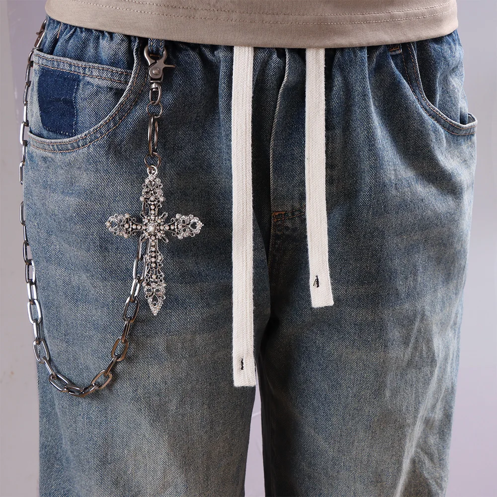 سلسلة خصر عصرية وفريدة من نوعها بطبقة واحدة مع قلادة متقاطعة مرصعة بالألماس، سلسلة خصر عالية الجودة متعددة الاستخدامات #2